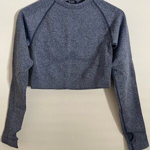 Love J Heathered Gray Long Sleeve Crop Top